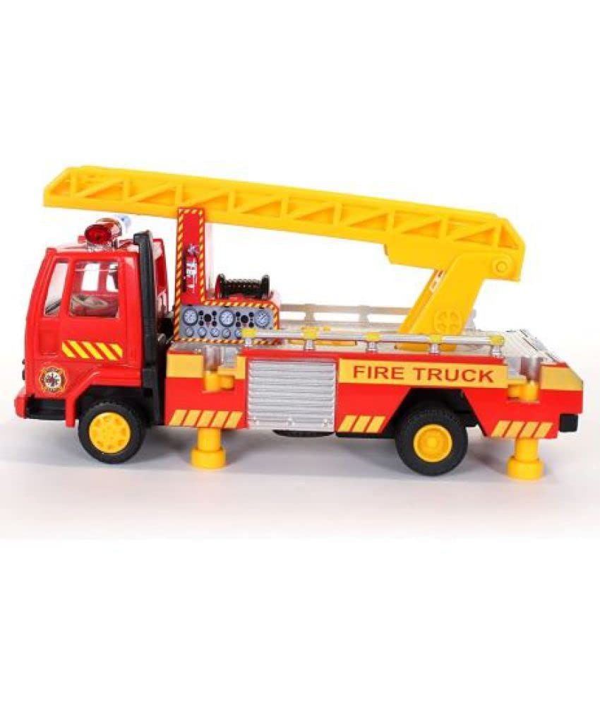 Bizoo Combo of Pull-Back Ambulance, Traveler Van & Fire Ladder Truck Toys – Mini Vehicle Set Gift for Kids