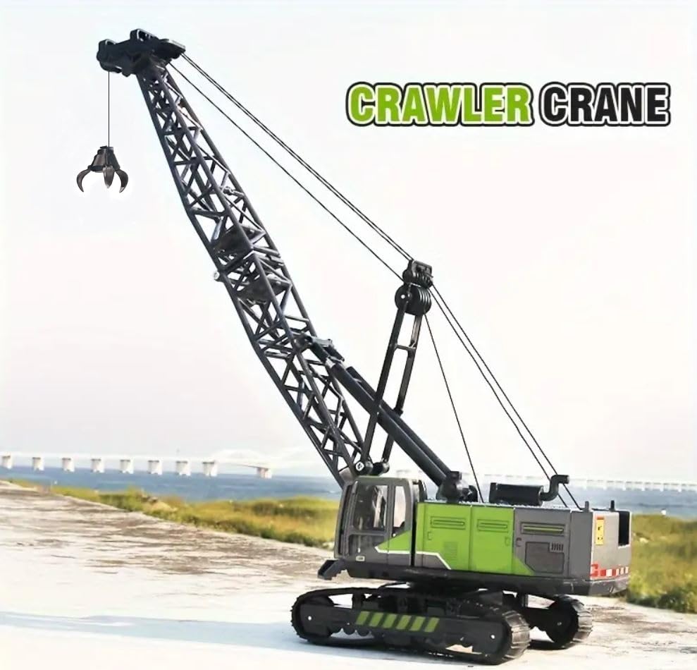 Movotrix Friction-Powered Die-Cast Tower Crane Toy for Kids – Alloy Crawler Excavator Construction Truck with Pull-Back Action
