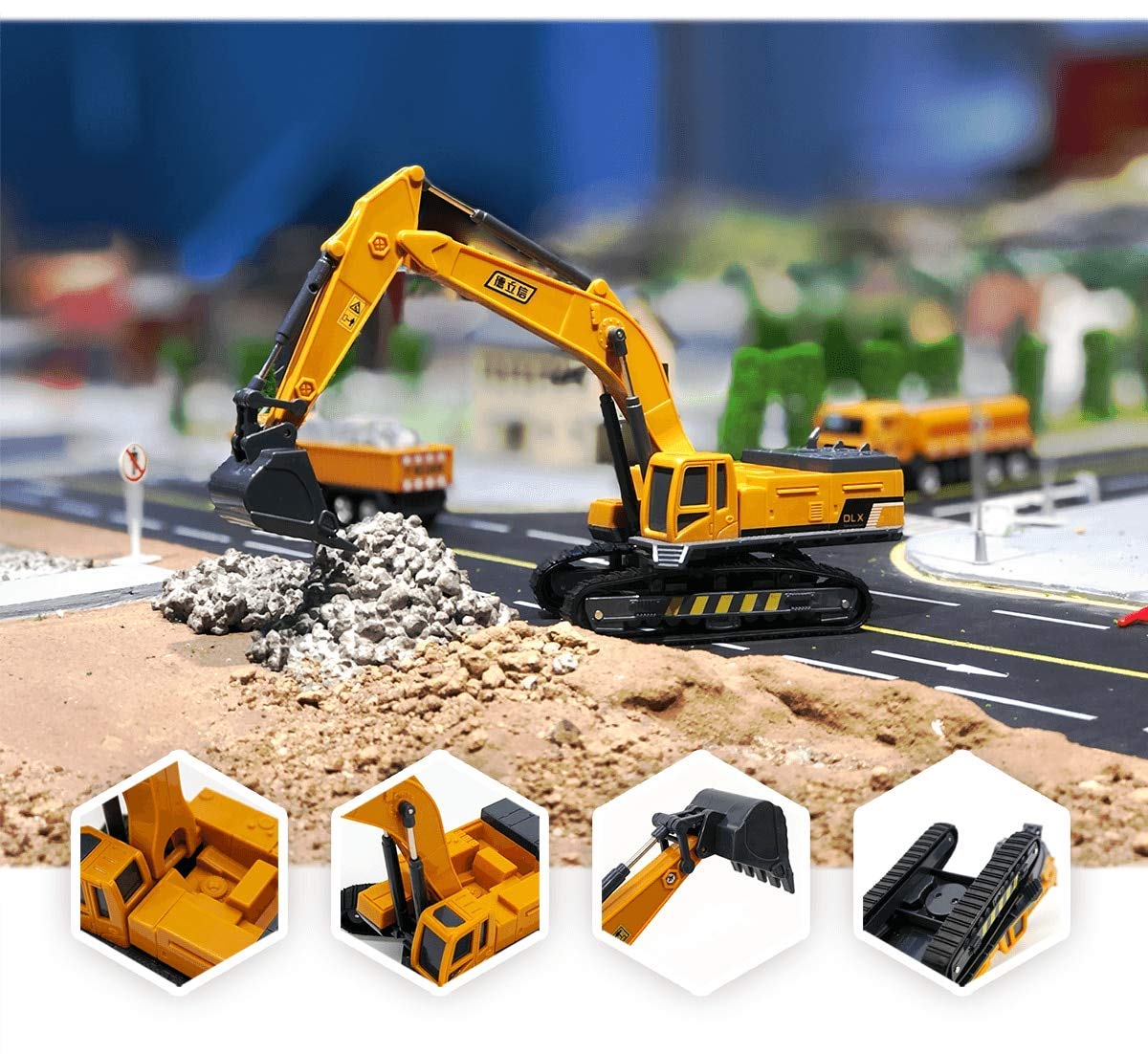 Buildex Excavator Toy Truck – Friction Powered Construction Vehicle with Movable Parts for Kids' Pretend Play & Learning Fun