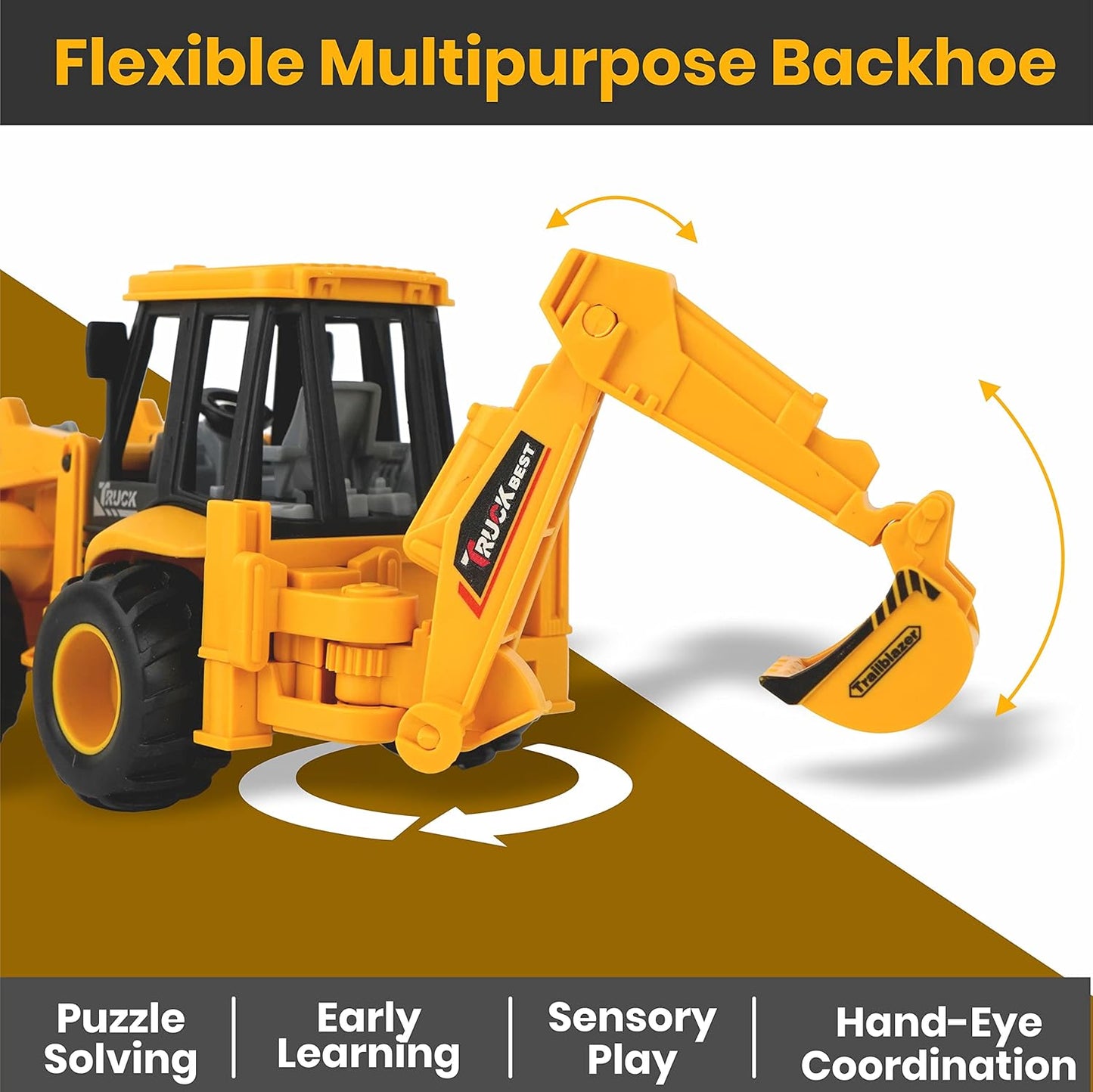 Toymoto Plastic Construction Pushdozer Truck – Realistic Excavator Bulldozer Toy Vehicle for Kids, Engineering Play Machine
