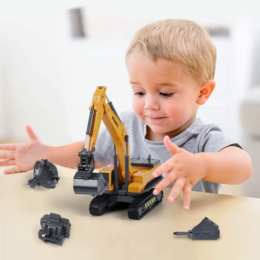 DELLUSION ECOM Unbreakable Excavator Crane Toy – 360° Rotating Friction-Powered Construction Truck with Moving Parts for Kids