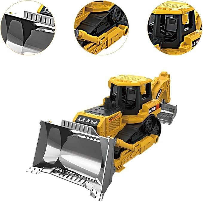 KRC Toys Excavator & Bulldozer Toy Set – Realistic Backhoe, Shovel Truck & Tractor Model for Kids Ages 3+ [Excavator]