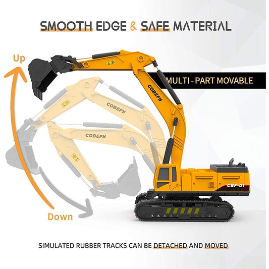 DELLUSION ECOM Unbreakable Excavator Crane Toy – 360° Rotating Friction-Powered Construction Truck with Moving Parts for Kids