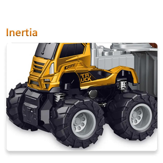 4WD Diecast Alloy Animal Transport Truck Friction Inertia Big Toy Vehicle Miniature Car for Kids (Random Color - Pack of 1)