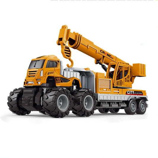 CORLEON Metal Head Construction Truck Toys Set – Friction Powered Excavator, Bulldozer & Crane Engineering Vehicles for Kids