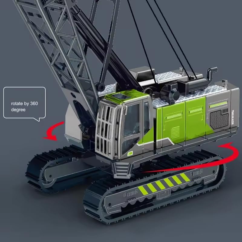 Movotrix Friction-Powered Die-Cast Tower Crane Toy for Kids – Alloy Crawler Excavator Construction Truck with Pull-Back Action