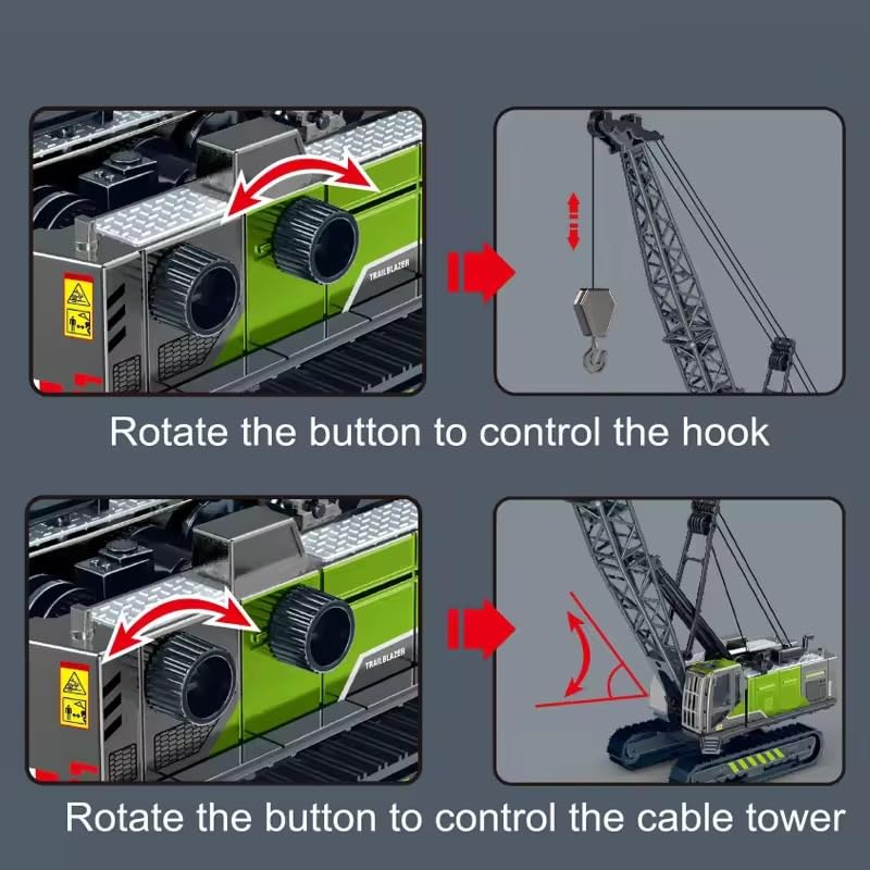 Movotrix Friction-Powered Die-Cast Tower Crane Toy for Kids – Alloy Crawler Excavator Construction Truck with Pull-Back Action