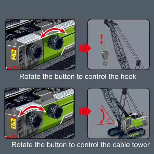 Movotrix Friction-Powered Die-Cast Tower Crane Toy for Kids – Alloy Crawler Excavator Construction Truck with Pull-Back Action