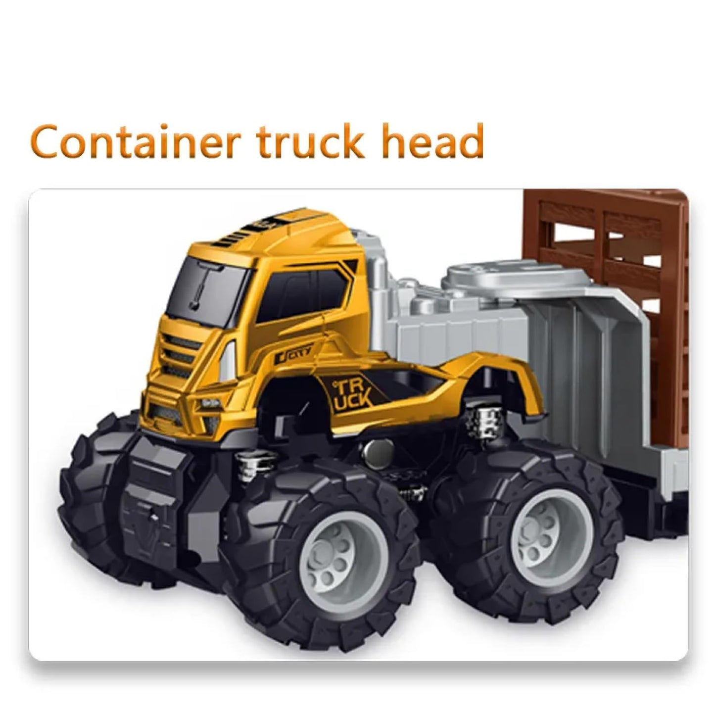4WD Diecast Alloy Animal Transport Truck Friction Inertia Big Toy Vehicle Miniature Car for Kids (Random Color - Pack of 1)