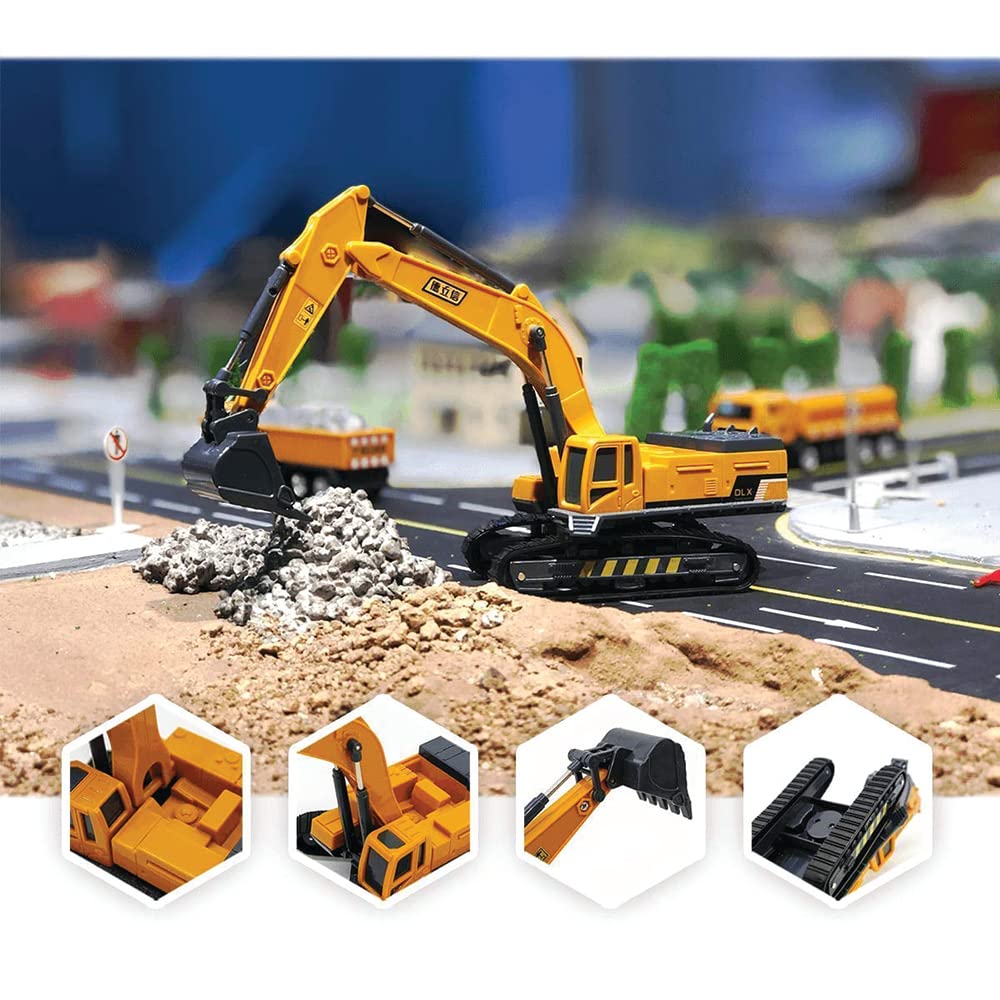 DELLUSION ECOM Unbreakable Excavator Crane Toy – 360° Rotating Friction-Powered Construction Truck with Moving Parts for Kids