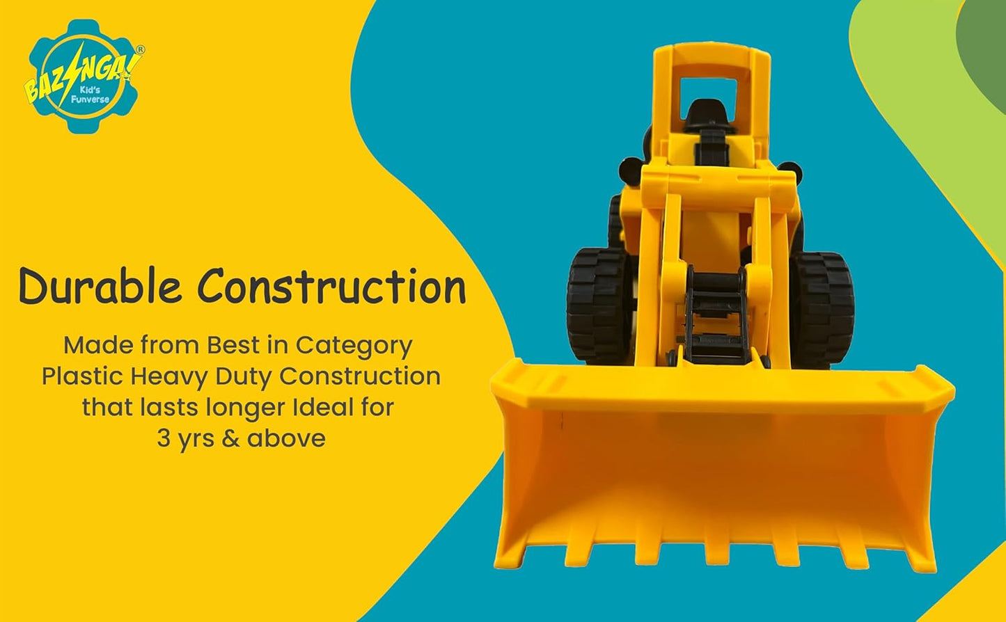 Tonrax JCB-Style Bulldozer Toy Truck – Heavy-Duty Front Loader Vehicle with Movable Parts & Realistic Friction Action