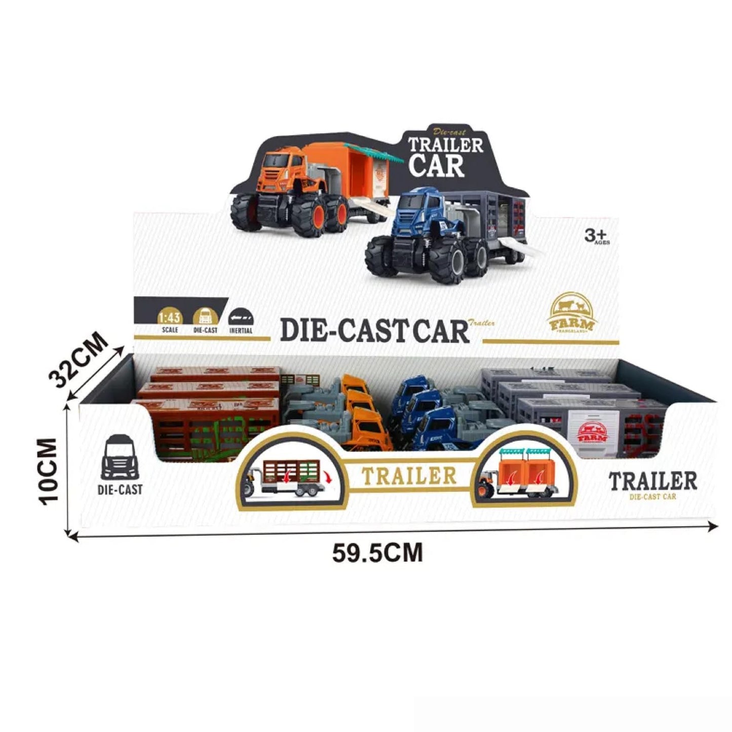 4WD Diecast Alloy Animal Transport Truck Friction Inertia Big Toy Vehicle Miniature Car for Kids (Random Color - Pack of 1)