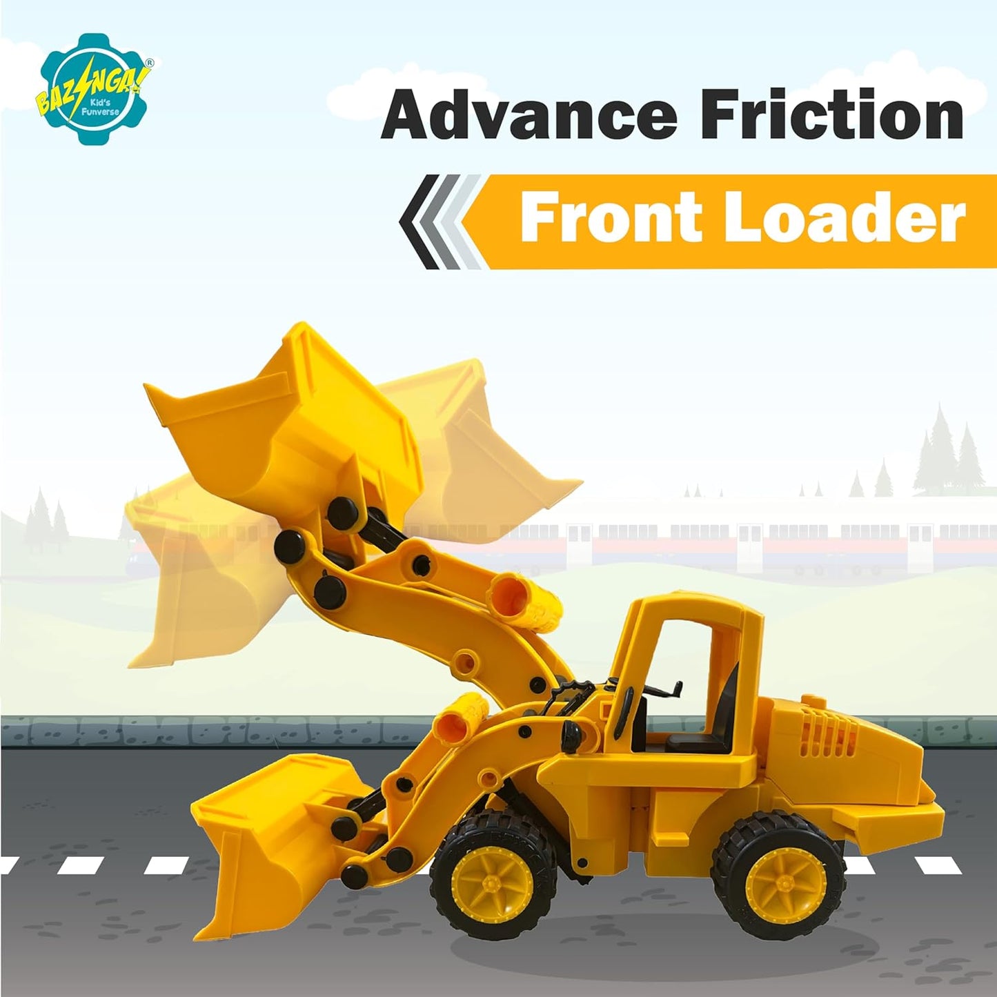 Tonrax JCB-Style Bulldozer Toy Truck – Heavy-Duty Front Loader Vehicle with Movable Parts & Realistic Friction Action