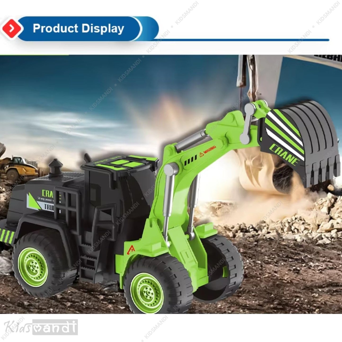 KIDSOVE RC Bulldozer Truck for Kids – 1:18 Scale 4WD Construction Vehicle with Front Loader & Rechargeable Battery