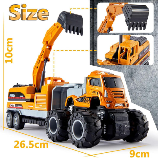 Mineast Store 1:43 Metal Head 4WD Diecast Excavator Bulldozer Toy Truck with Friction Power – Heavy Duty Toy Gift for Kids