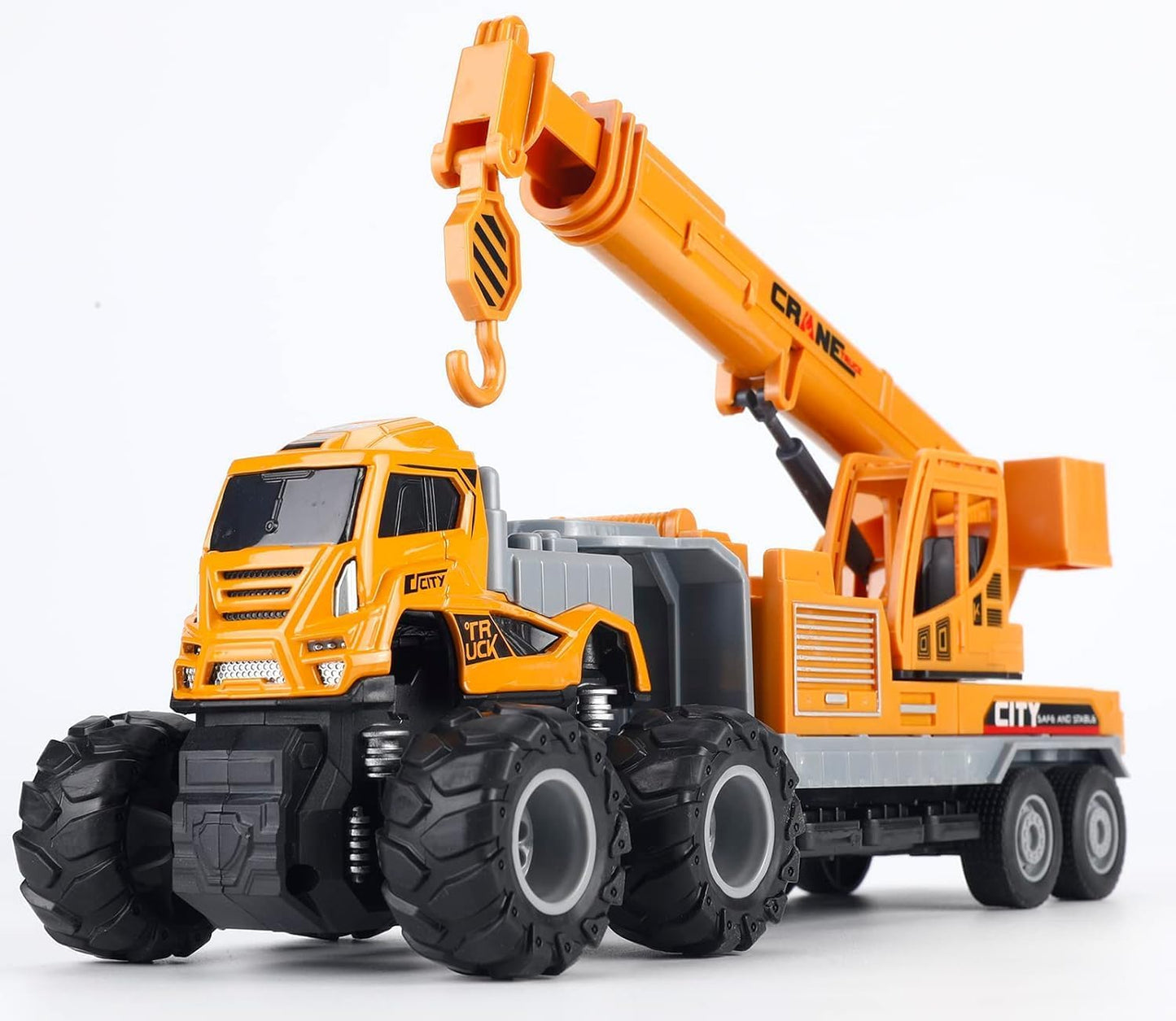 CORLEON Metal Excavator & Crane Truck Toy – Friction Powered Bulldozer Model Construction Vehicle for Kids Engineering Play