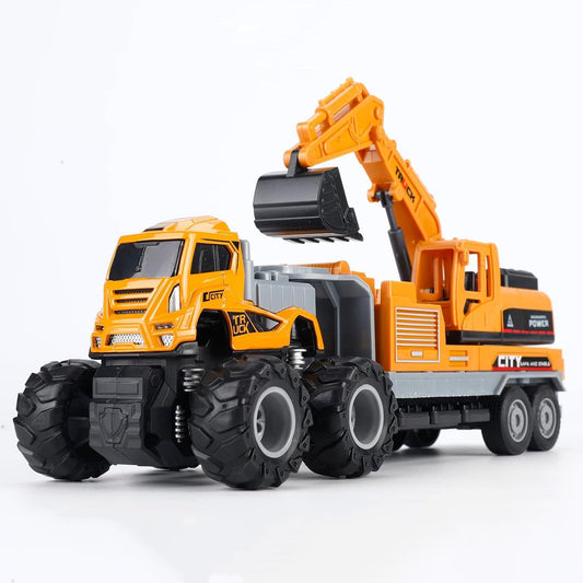 Mineast Store 1:43 Metal Head 4WD Diecast Excavator Bulldozer Toy Truck with Friction Power – Heavy Duty Toy Gift for Kids