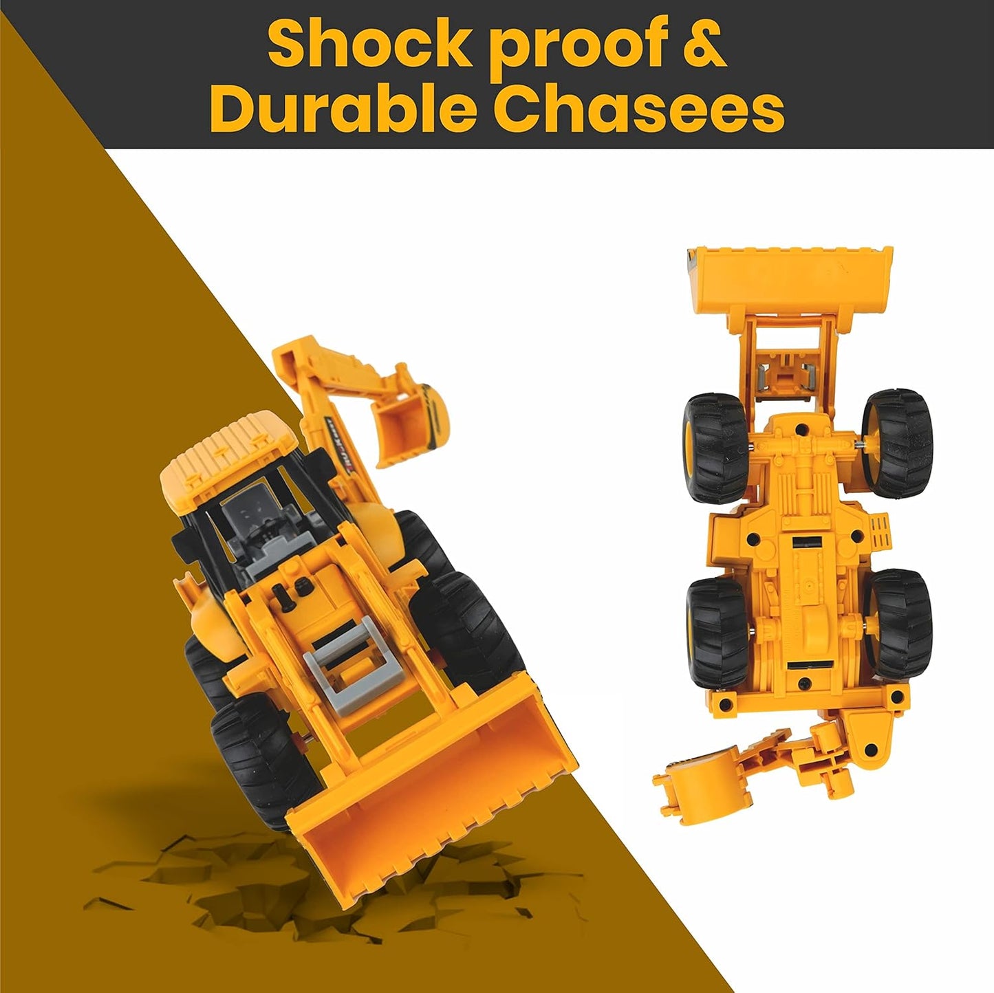 Toymoto Plastic Construction Pushdozer Truck – Realistic Excavator Bulldozer Toy Vehicle for Kids, Engineering Play Machine