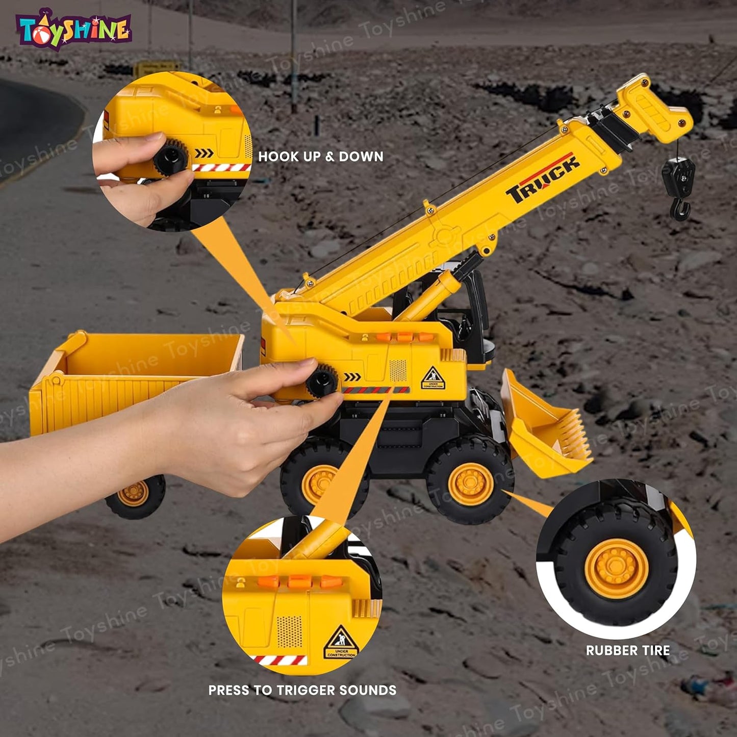 Toyzora 3-in-1 DIY Construction Vehicle Set with Music – Dump Truck, Crane & Bulldozer for Toddlers Ages 3+ Imaginative Play