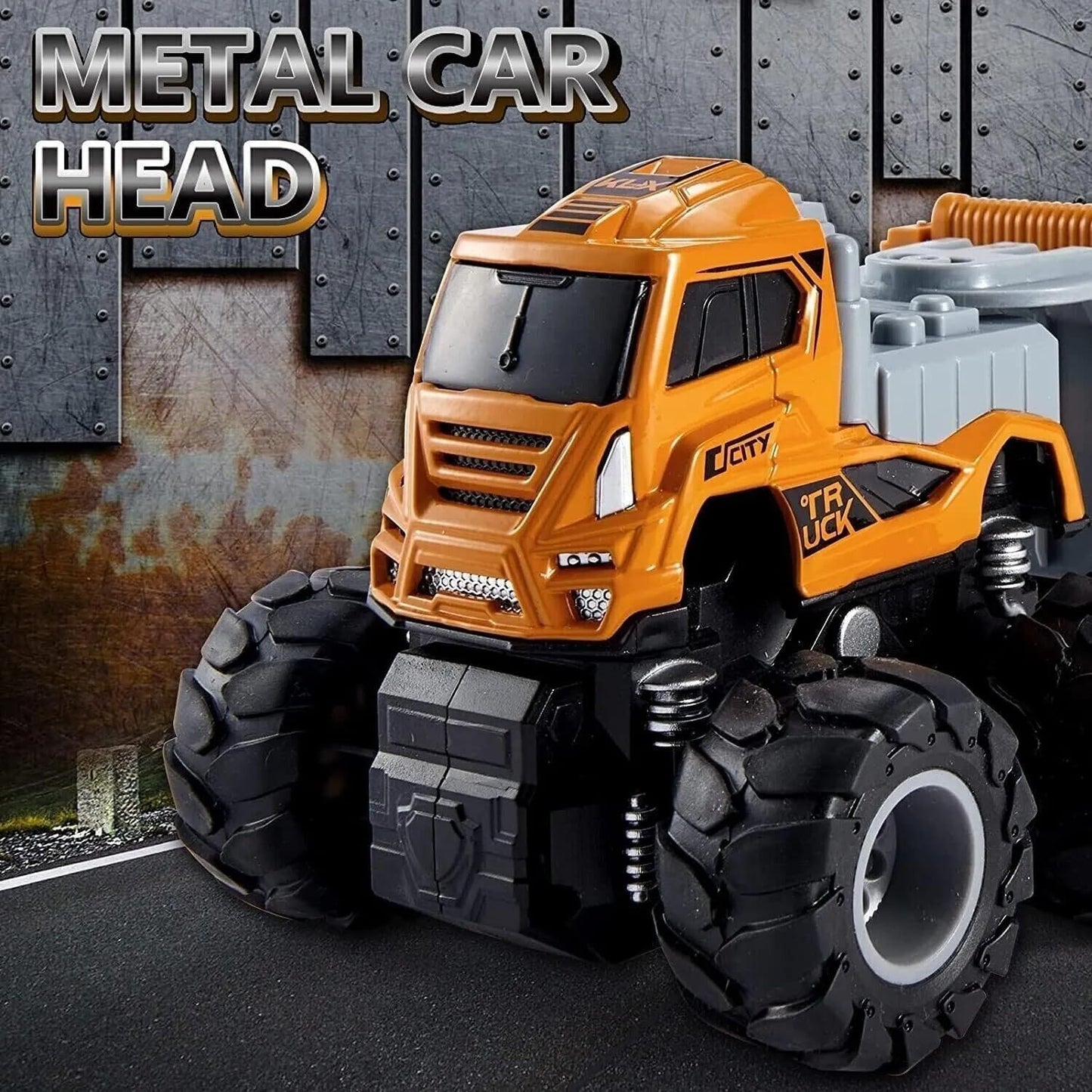 Mineast Store 1:43 Metal Head 4WD Diecast Excavator Bulldozer Toy Truck with Friction Power – Heavy Duty Toy Gift for Kids